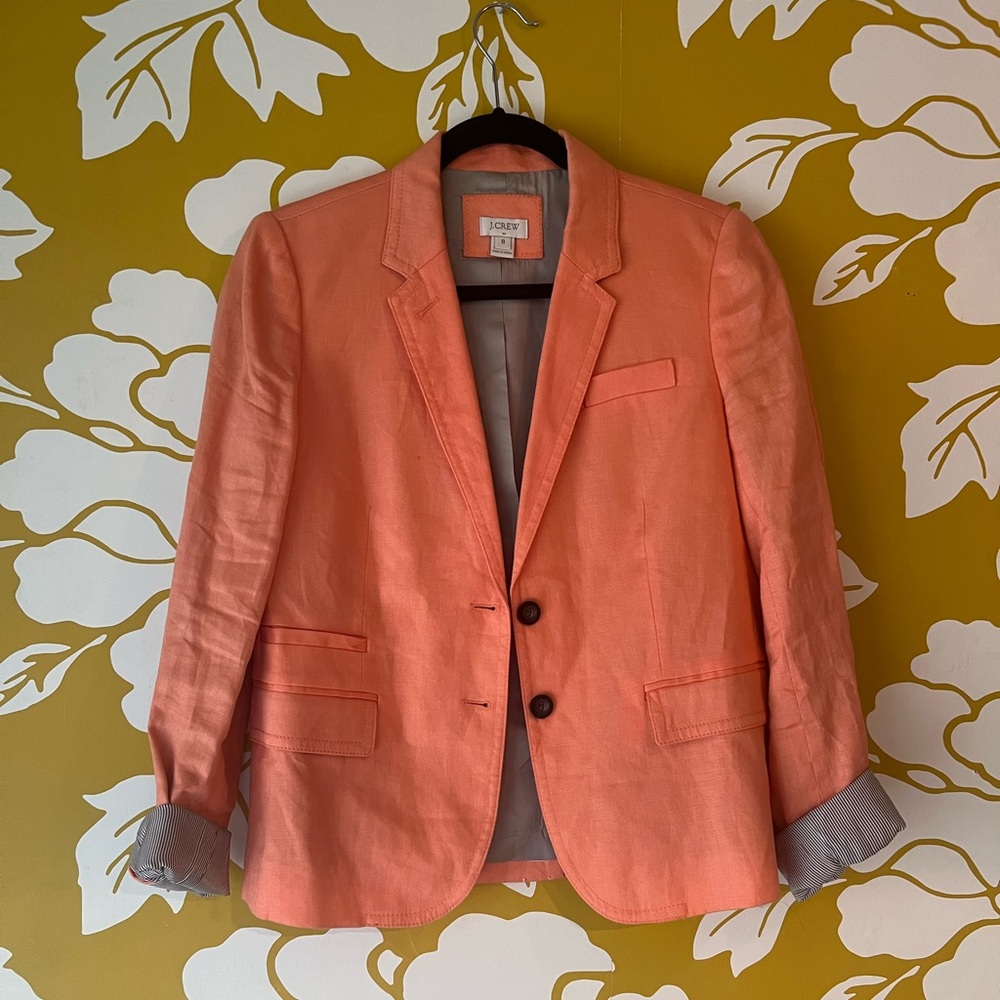J. Crew Coral/Peach Linen Blazer